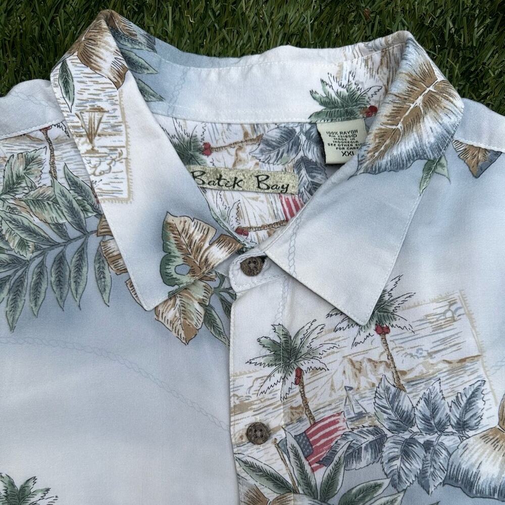 Men's Vintage Tropical Hawaiian Patriotic American Flag Relax Fit Shirt XXL